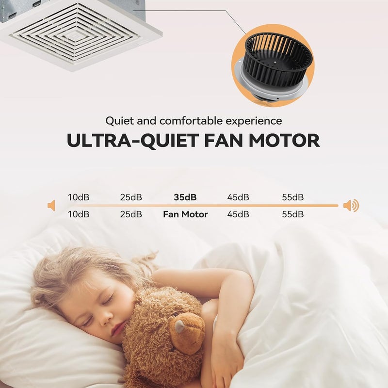 Brvclon متوافق مع Nutone QT-110N-B، QT-80-N-B، QT-90N-B، QT-9093، QT-100L، QT110N، QT80، محرك مروحة الحمام، 110CFM، 3.0Sones محرك مروحة الحمام وعجلة النفخ، استبدال لرقم المحرك S0695B000، S0696B000 - Image 5